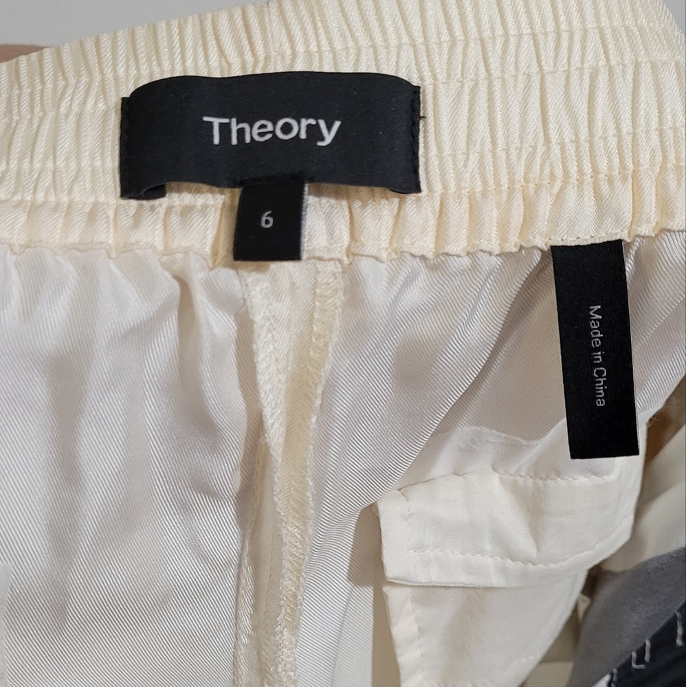 Theory Black and Cream Striped Trousers - Picture 3 of 4